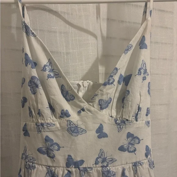 B. Smart Blue Butterfly Print Tiered Mini Dress - Picture 4 of 5
